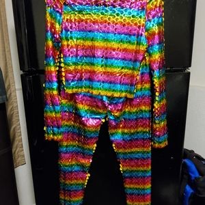 2 piece Rainbow Color Workout/Night outfit